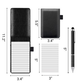 ZMCYN 14Pcs Mini Pocket Notepad Holder Set, Small Leather Pocket Notebook with 1 Metal Pen, 12 Pack 3 x 5 Inch Memo Book Refills with 50 Lined Sheets for School Office