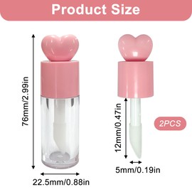2PCS Lip Gloss Tubes Pink Heart – Shaped Empty Lip Gloss Tube for DIY Use, Refillable Lip Gloss Tubes with Mini Brush, Portable Lip Gloss Container, Small Cosmetic Containers Bottles