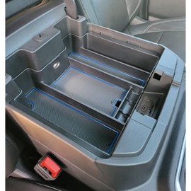 TOPINSTALL Blue Center Console Organizer Compatible with Chevy Silverado/Sierra 1500 2019-2022 and 2020-2023 Silverado/Sierra 2500HD 3500HD, Full-Size Tray (Full Console w/Bucket Seats ONLY)