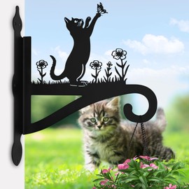 Plant Hangers Outdoor Iron Heavy Duty Ornamental Cat Silhouette Wall Mounted Hanging Plant Bracket for Flower Pot Lantern Bird Feeder Wind Chimes