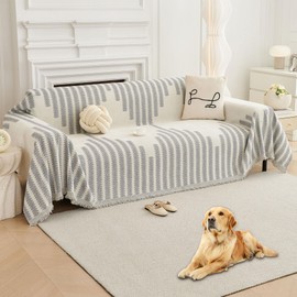 HAOMAIJIA Boho Sofa Covers Couch Covers for 3 Cushion Couch Sofa Pet Friendly Soft Thick Couch Cover for Dogs Washable Sectional Couch Covers L Shape Furniture Protector (Grey, 91"x118")