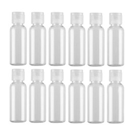 12PCS 30ML /1oz Clear Plastic Empty Bottles with Flip Cap Squeeze Bottles Refillable Toiletry Cosmetic for Travel Outdoor Camping Business Trip