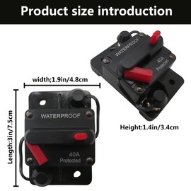 40 AMP Car Circuit Breaker w/Manual Reset Switch for DC System Voltages from 12V to 48V for Boat Marine RV Yacht Battery Trailer Bus Truck ATV Winches applications-Waterproof by YTXXDEUS