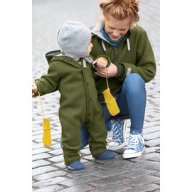 Disana Walk gloves, 100% organic merino wool GOTS, IVN Best | connected with knitted cord | baby toddler child unisex | made in Germany, caramel