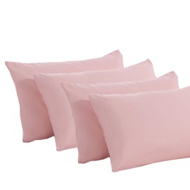 MOHAP Zippered Pillowcases 50X75 cm 4 Pack- Super Soft Breathable Brushed Microfiber Pillow Cases Cover for Hair and Skin Pink