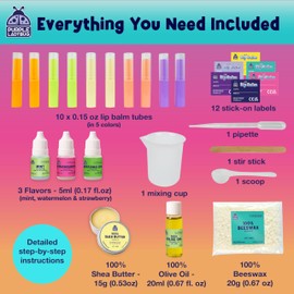 PURPLE LADYBUG DIY Lip Balm Making Kit - Girls Valentines Gift Idea for 8-12 Tweens & Teens, Gifts for 9 10 Year Old Girls - Natural Lip Care Craft, Make Your Own Lip Balm with 3 Flavors, STEM Science