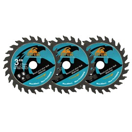 EXFEIN 3 Inch Wood Cutting Disc 3pcs - 24T TCT Carbide Tipped Teeth Compact Circular Saw Blade with 3/8-Inch Arbor, General Purpose for Cuttting in Wood Plastic and Composite Materials