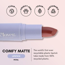 Clover Comfy Matte Lipstick | Non Drying Lipstick, Moisturizing And Lightweight, High Pigmented Lipstick | Cruelty-Free & Vegan Lip Makeup | Shade - Petal