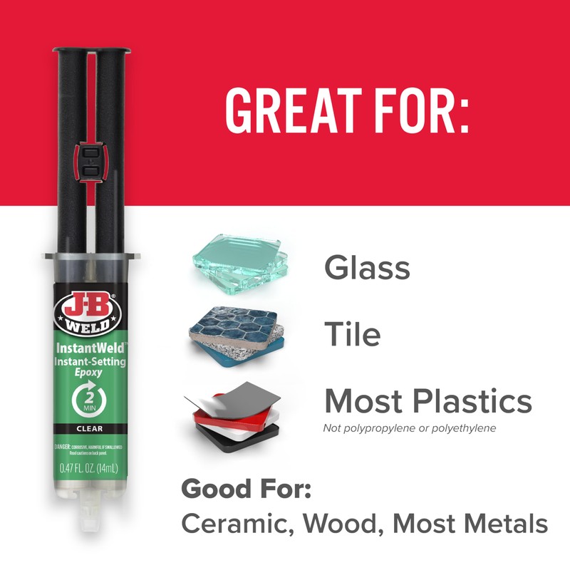 J-B Weld InstantWeld - Clear, 2 Minute Set Epoxy Adhesive,