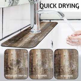 MCALK Dark Brown Kitchen Sink Faucet Mat Splash Guard, Absorbent Quick-Dry Kitchen Sink Mat - Ideal for Splash Guard & Drip Catching with Abstract Art Decor( 1pc 15"x5.5")