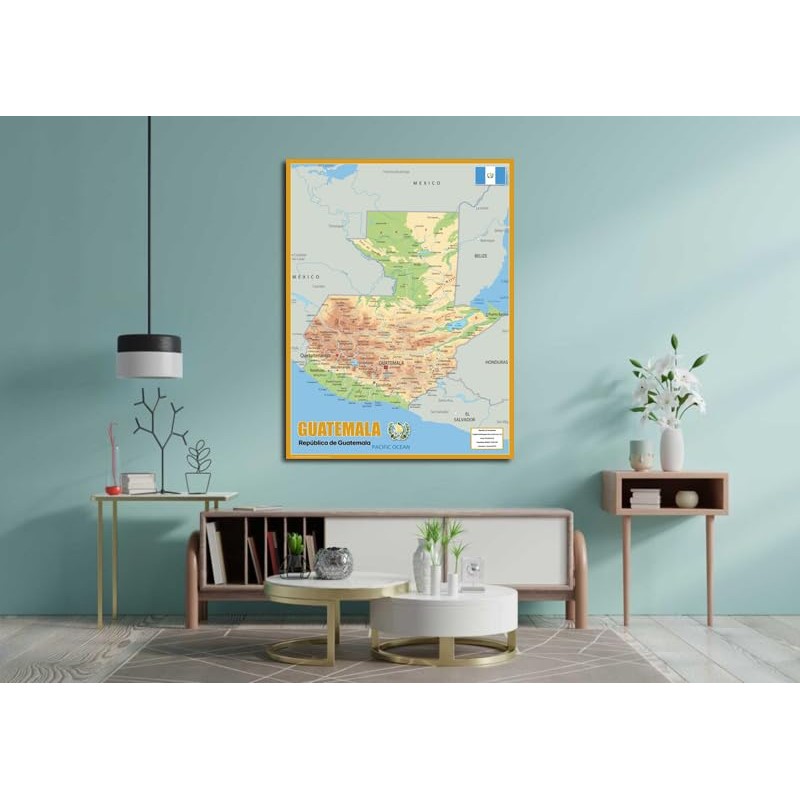 Guatemala Physical Map - 23.3 x 16.5 Inches - Paper