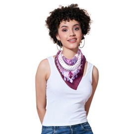 stylFRSH Silk Feeling HeadScarf for Women Lightweight Square Neckerchief for Men Breathable Printed Bag Scarves 21" Hair Tie