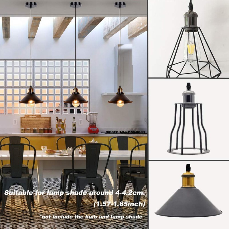 Sevenpers Pendant Light Fitting, E27 Vintage Style Ceiling Rose Light