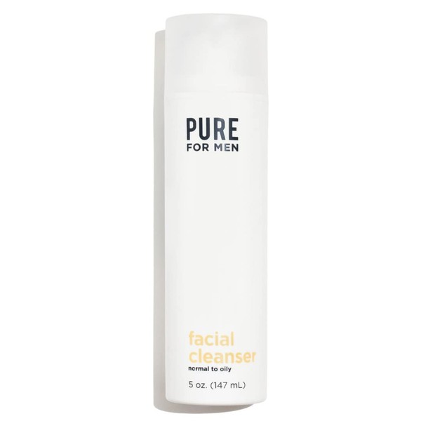 Pure for Men Gel Facial Cleanser | AHA/BHA, Exfoliating Face Wash for Normal to Oily Skin, Jojoba Beads | 5 oz.
