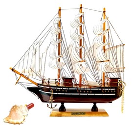 Lizipai Handmade Crafts Sailing Ocean Theme Smooth Sailing Model Mediterranean Sailing Wooden Sailing Boat Suitable for Home Office Desktops (Yellow)