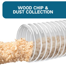 Qucship PVC Dust Collection Hose 4" x 10', Puncture-Resistant, Flexible Clear PVC Fume Hose with Carbon Steel Wire Coil for Dust Collection Systems