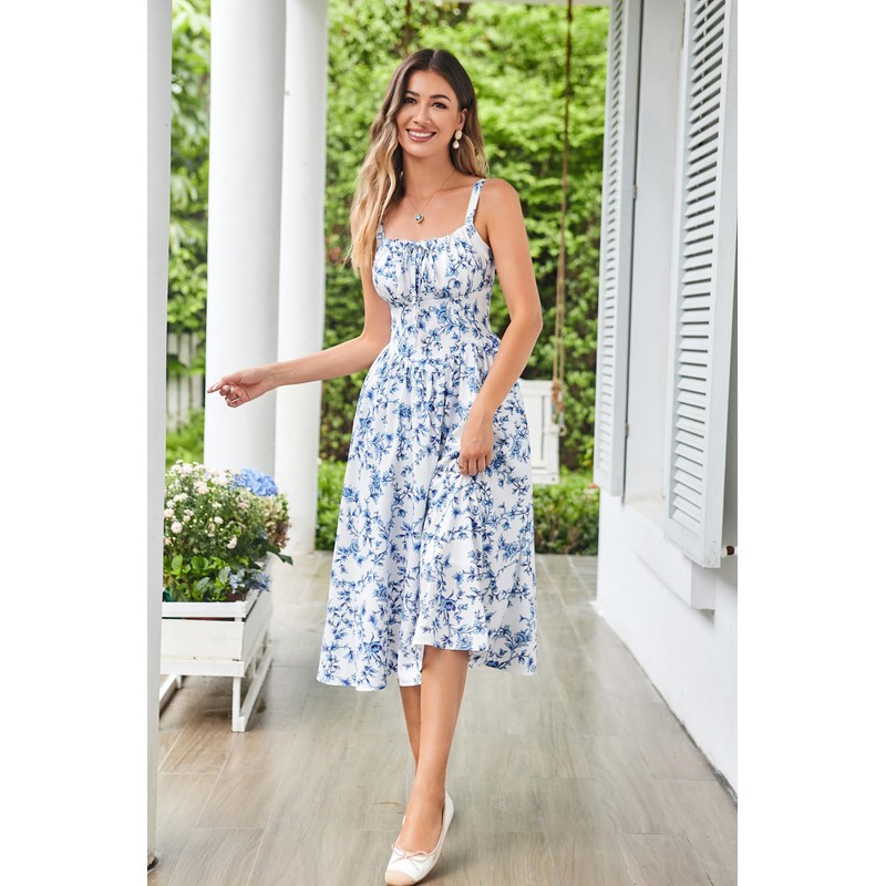 Scarlet Darkness Floral Sun Dress for Women Ruched Bust Flowy