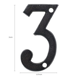 3 Inch Cast Iron House Numbers and Letters, Vintage Cast Iron Home Number Solid Metal Gate Mailbox Numbers, Matching Screws Included (Number 3)