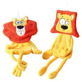 Yoohspoe 2pc Quick-Dry Hanging Decorative Funny Hand Towels for Kitchen & Bathroom - Cute Lion Washcloths Face Towels- Gift for Animal Lovers! (Golden-Lion)