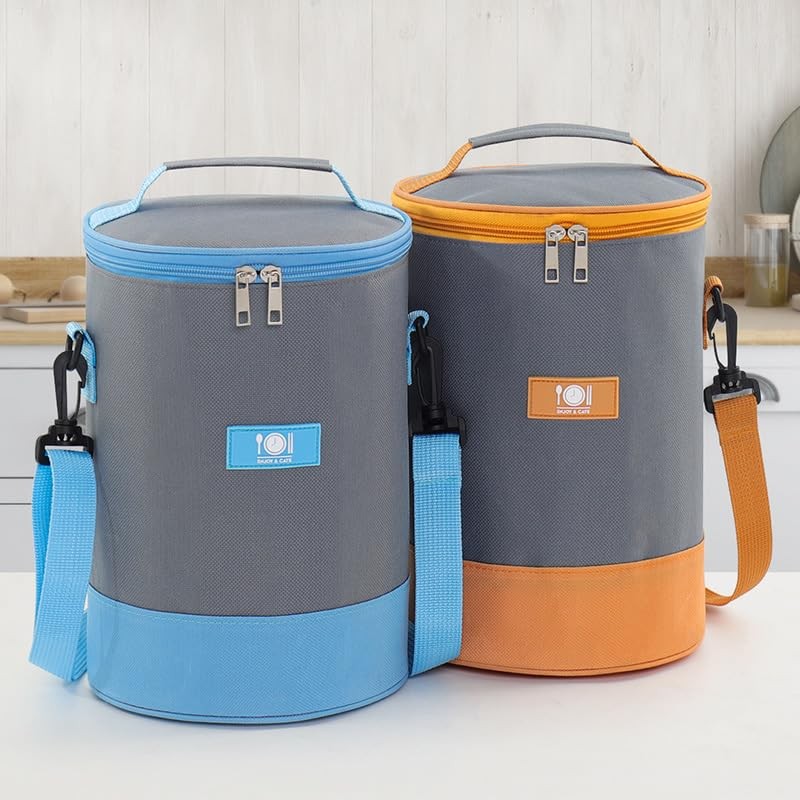 XINGNIAO Japanese Style Round Bento Bag Large Capacity Insulated Waterproof