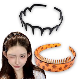 Rodri Michee Headband, Set of 2, Cute Hair Band, Face Wash, Hair Clip, Comb, Painless, Headband Hair Band, Unisex, Hair Accessory, No. 7 C