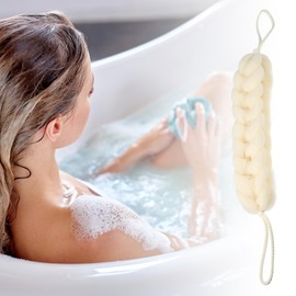 VOCOSTE 1 Pc Bath Shower Loofah Sponge Body Puffs for Bathroom Shower 11.42"x2.20"x1.97" Beige