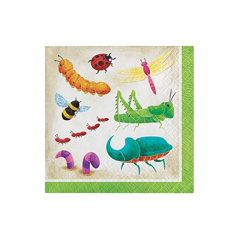 Creative Converting Bugs Party Printed Beverage Napkins - 16pcs