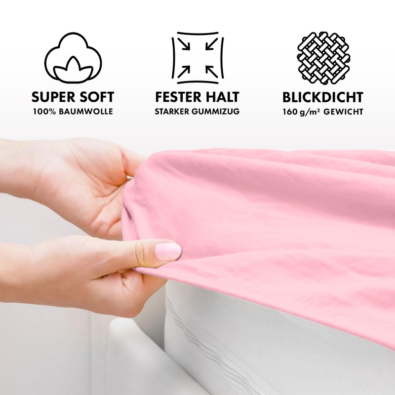 Jacobson jersey fitted sheet, cotton bed sheet, pink, 140x200 -