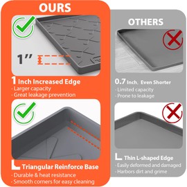 SIKADEER Thicken Under Sink Mat 34" x 22", Waterproof Food-Grade Silicone Tray, 1-Inch High Edge for Bathroom and Kitchen Cabinets, Easy to Clean, Flexible Shelf Liner Drip Tray