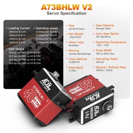 AGFRC 40KG Waterproof RC-Steering-Servo High-Torque - Full Metal Gear Brushless Digital Servo for 1/10 RC Car, Control Angle 180° (A73BHLW V2)