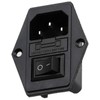 IEC Built-in Socket C14, with Black Switch and Fuse, 3-Pin