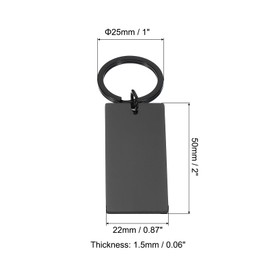 PATIKIL 4Pcs Metal Stamping Blanks, Metal Keychain Blanks Rectangle Stamping Tags Blanks Stainless Steel DIY Name Tag for Laser Engraving Lover, Black