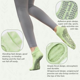 Sunolkie Pilates Socks for Women Non-Slip Non-Slip Professional Pilates Socks Indoor Exercises Dance Schools Hospitals and Pregnant Women (3 Pairs, 3 Colors), Blue, Green, Lake Blue, One