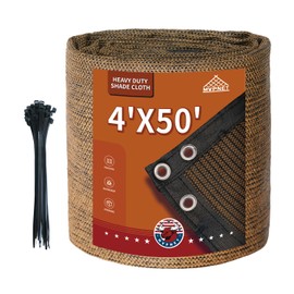 90% Garden Shade Cloth,4' x 50' Heavy Duty Mesh Tarp with Grommets, Garden Privacy Fence Screen, Shade Canopy for Patio, Outdoor Sun Shades for Backyard, Mocha/Black