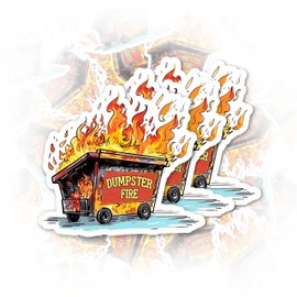 Set 3Pcs Dumpster Fire Sticker Funny Joke Hilarious Sarcastic Meme Humor Sticker Bookish Hard Hat Waterproof 2 Inches Die-Cut Vinyl for Water Bottle Laptop Phone for Friend Coworker Dad Mom