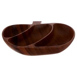 Premier Housewares 1104598 Acacia Wood 3 Section Apple Shape Serving Dish, 5 x 28 x 23 cm , Brown