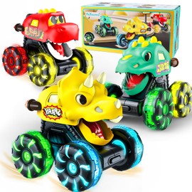 Monster Truck Toys Dinosaur Cars for Toddlers 1-3, Press and Go Cars Toys for 1 2 3 4 5 Year Old Boys Girls Gift, Light Up Boy Toy Dinosaur Cars for 2 3 4 One Two Year Old Boy 1st Birthday Gifts