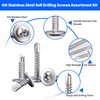 450PCS Self Tapping Screws for Metal, 410 Stainless Steel Self
