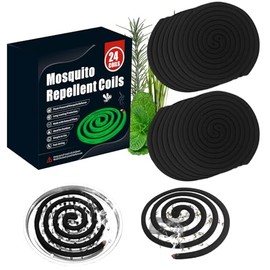 24 Coils Mosquito Repellent Coils with 6 Metal Stands & 1 Holder, Citronella Incense Mosquito Coils for Outdoor Patio Yard Camping, Long Lasting 6-8 Hrs Mosquito Incense with Plant-Based Ingredients