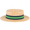 ZAKIRA Classic Straw Boater Hat Handmade from Natural Straw (Navy-Green-Navy