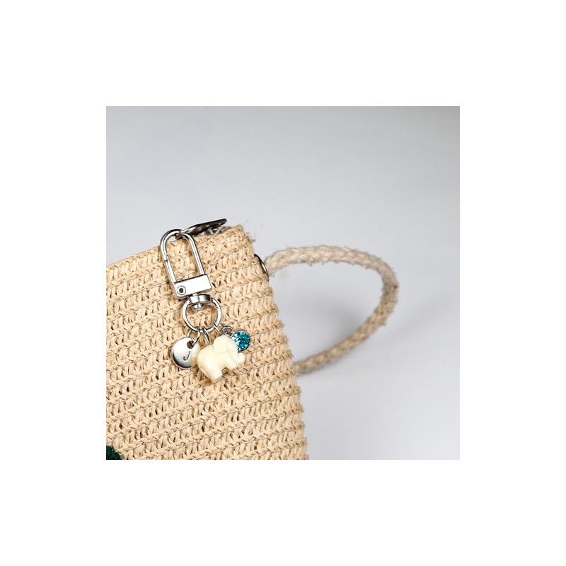 ChungLong0593 Travel Elephant Keychain, Cute Elephant Keyring with Wish Card