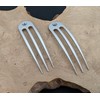 JWL (2) Anodized Aluminum Matte Finished 3 Prong Hair Fork