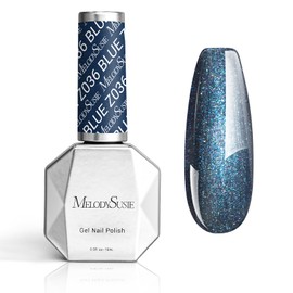MelodySusie MelodySusie Blue Shimmer Gel Nail Polish,0.5fl oz Dark Blue Fine Glitter Soak Off UV LED Blue Sparkle Gel Polish Gift for Women Nail Art Manicure Salon DIY Nail Design Decoration at Home-z036