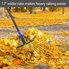 Adjustable Garden Leaf Rake 60 inch, Collapsible Metal Yard Rake