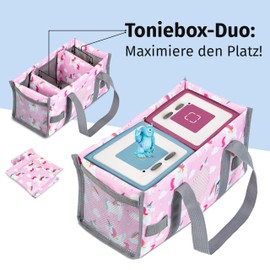 Knuffig - The Tonie bag for stylish storage and transport solution of your Tonie characters! Colourful Tonie transport bag, also suitable for the tiger box, with unicorn design