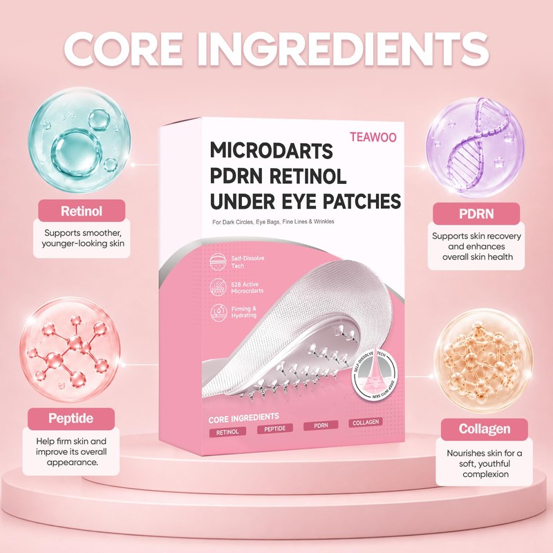 8 Pairs Microdart Eye Patches, Collagen Peptide Under Eye Patchs