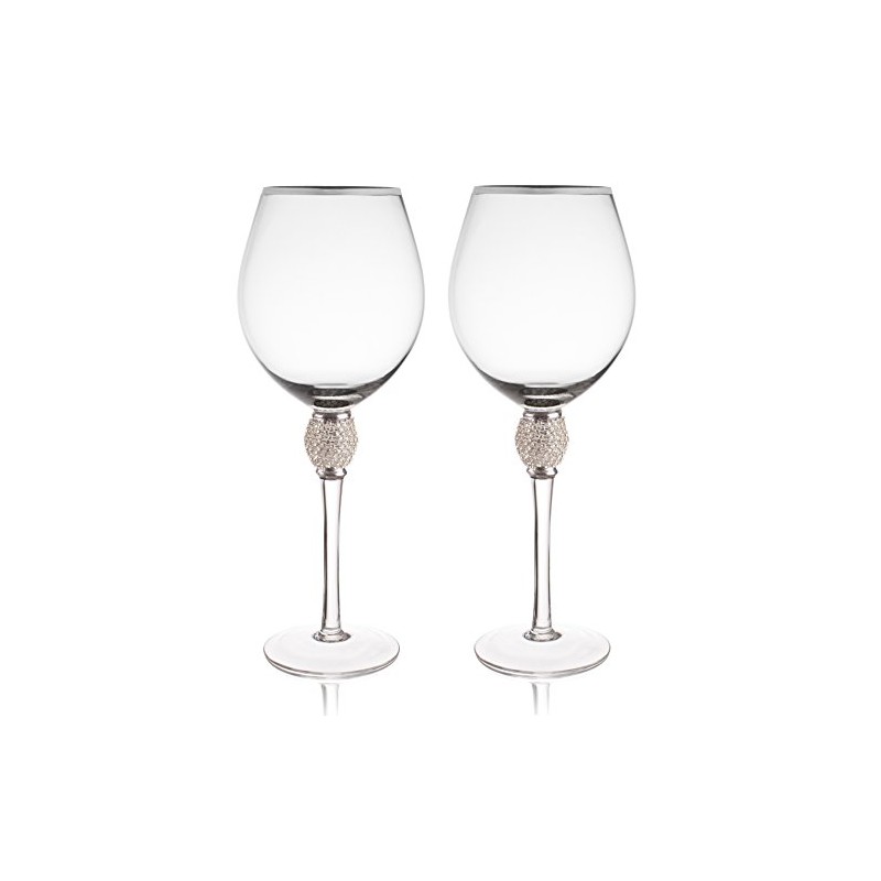 Trinkware Set of 2 Wine Glasses - Rhinestone "DIAMOND" Studded