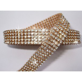 CLEAR 5 Strip Diamonte 3mm Chaton Ribbon Clear Silver Iron-On Crystal Diamante Reel