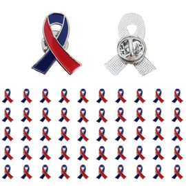Mzztino Red & Blue Ribbon pins Congenital Heart Diseases Noonan Syndrome Pulmonary Fibrosis Awareness Enamel Lapel Pin (100)