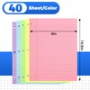 200 Sheets Loose Leaf Binder Paper, Colorful College Ruled Paper,